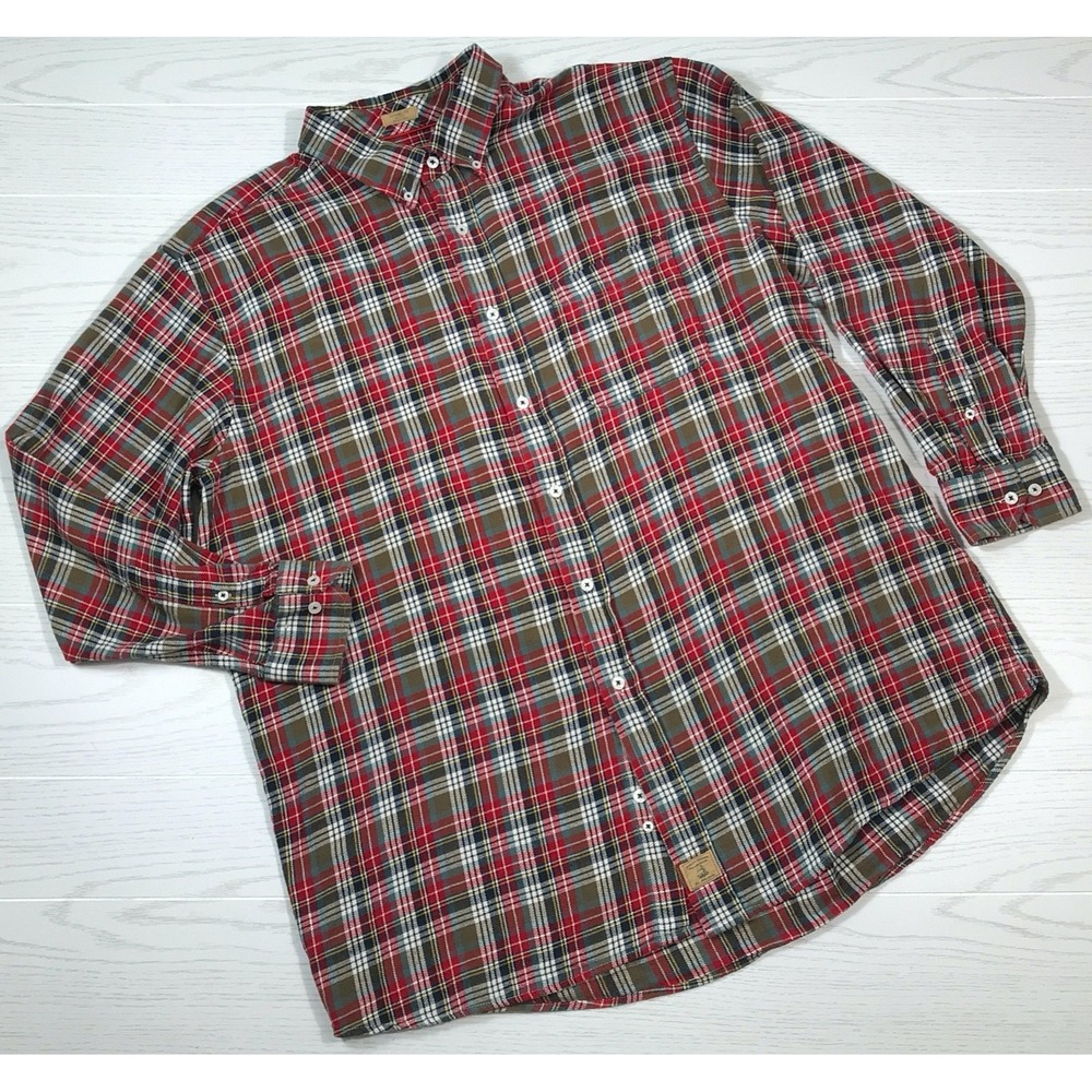 Onward Reserve Flannel Plaid Shirt Men XL Red Cotton Long Sleeve Button Down